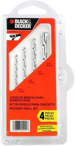 BLACK+DECKER Jogo de Brocas para Concreto com 4 Peças, Tamanhos de 4 mm a 8mm, Modelo BD0040CS