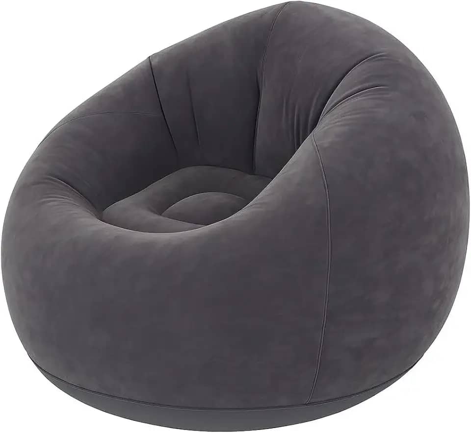Sofá Poltrona Puff Inflável Deluxe Aveludado Gigante - Impermeável, 100kg, Bomba Inclusa, Conforto Interno, Design Moderno e Portátil