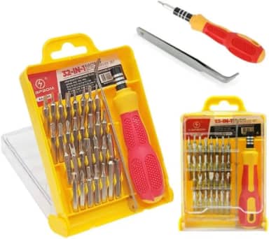 Kit Conjunto Chaves Ferramentas De Precisão Para Conserto Manutenção De Celulares Notebooks Relógios Óculos e Tablet Fenda Phillips Torx 32 em 1 Kapbom