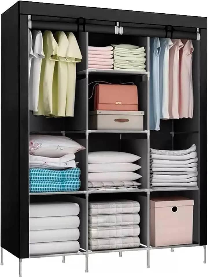 Guarda-roupa desmontável de casal (Preto)