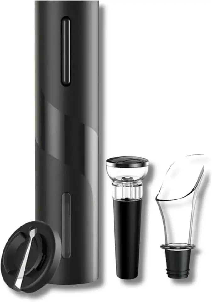 Kit Abridor de Vinho Elétrico Recarregável USB, com Cortador de Papel Alumínio, Derramador de Vinho e Rolha à Vácuo, Saca-rolhas Automático, Ótima Opção de Presente, Qualidade Premium