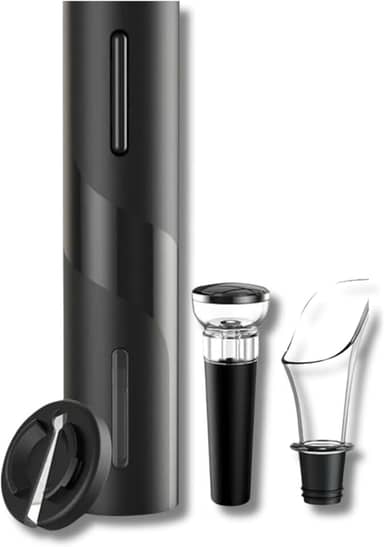 Kit Abridor de Vinho Elétrico Recarregável USB, com Cortador de Papel Alumínio, Derramador de Vinho e Rolha à Vácuo, Saca-rolhas Automático, Ótima Opção de Presente, Qualidade Premium