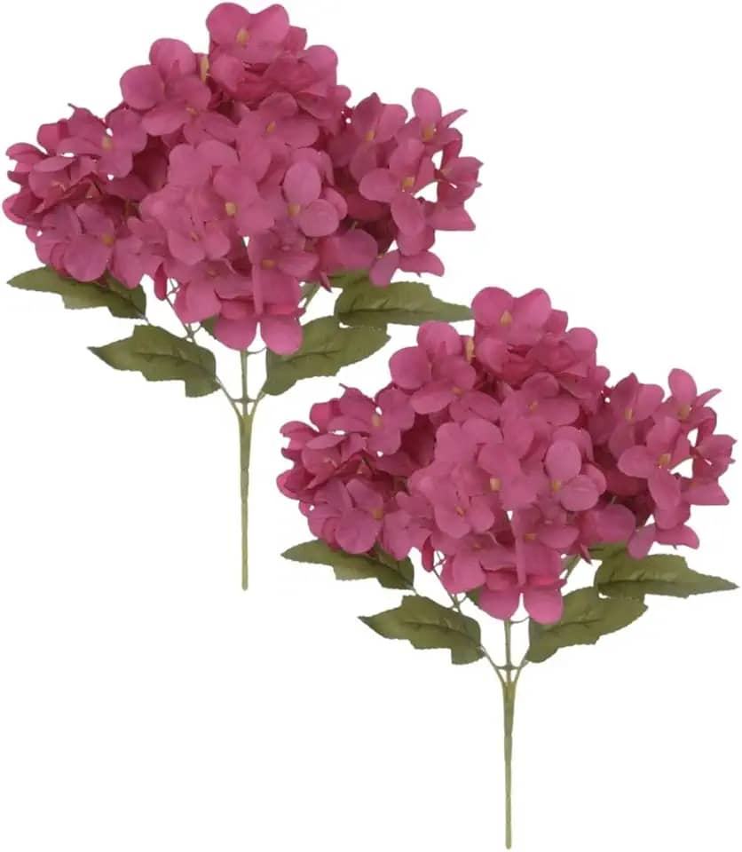 2 Buquê Hortensia Arranjo Enfeite Artificial Flor Hortensia Hortencia Real Toque Delicadas (Rosa)