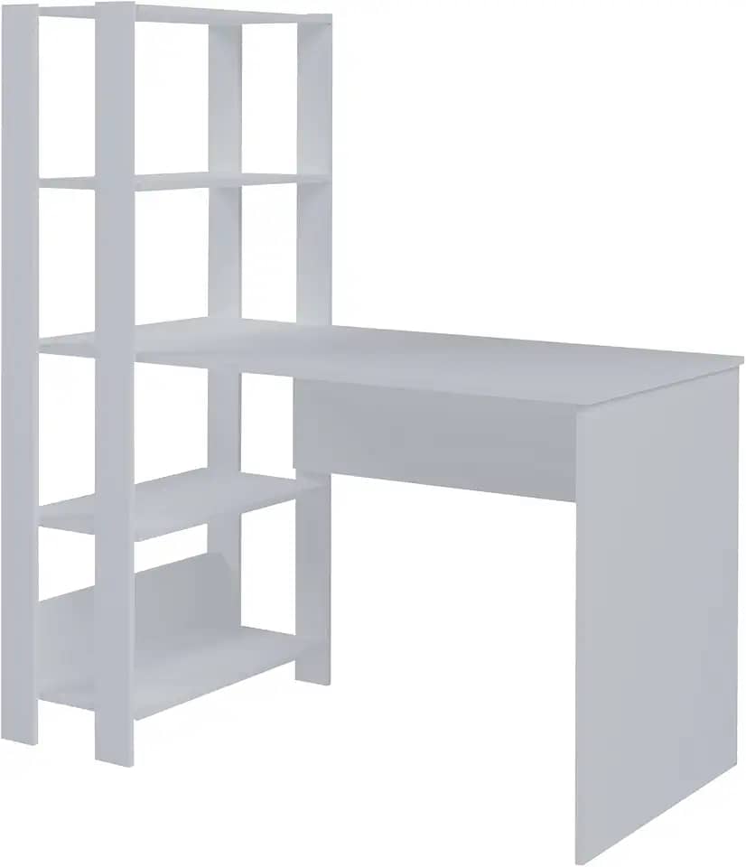 Escrivaninha com Estante Lateral MATCH cor Branco - Artely