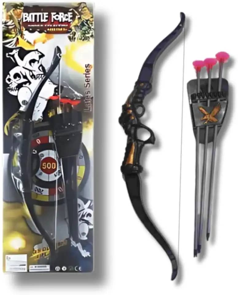 Kit Arqueiro Battle Force, Arco e Flechas para Desenvolvimento da Coordenação Motora, Material Durável, Kit Completo