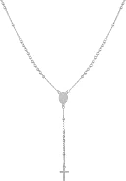 Terço Feminino de Pescoço 50 cm Aço inoxidável 316l Cores Dourado Prata Medalha de São Bento Hipoalérgico Não Escurece Antialérgico