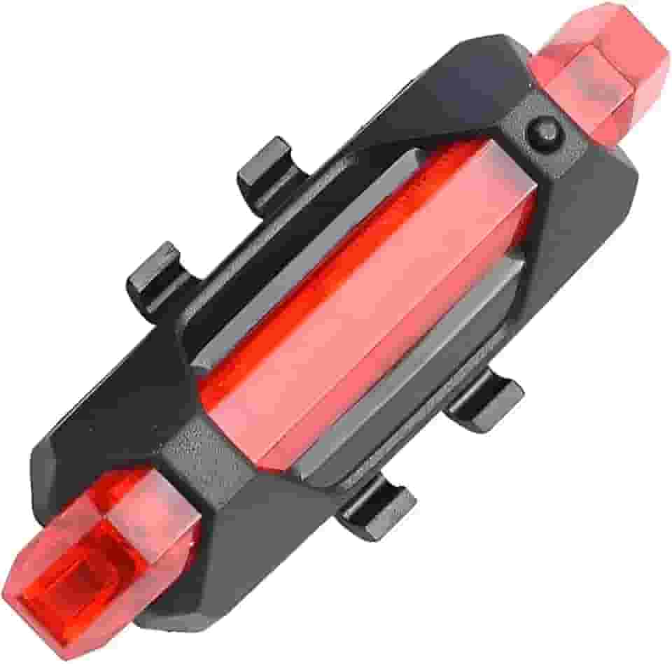 Lanterna Traseira para Bicicleta, 5 LEDs, USB Recarregável, 120lm, 5 Modos de Iluminação, Vermelho