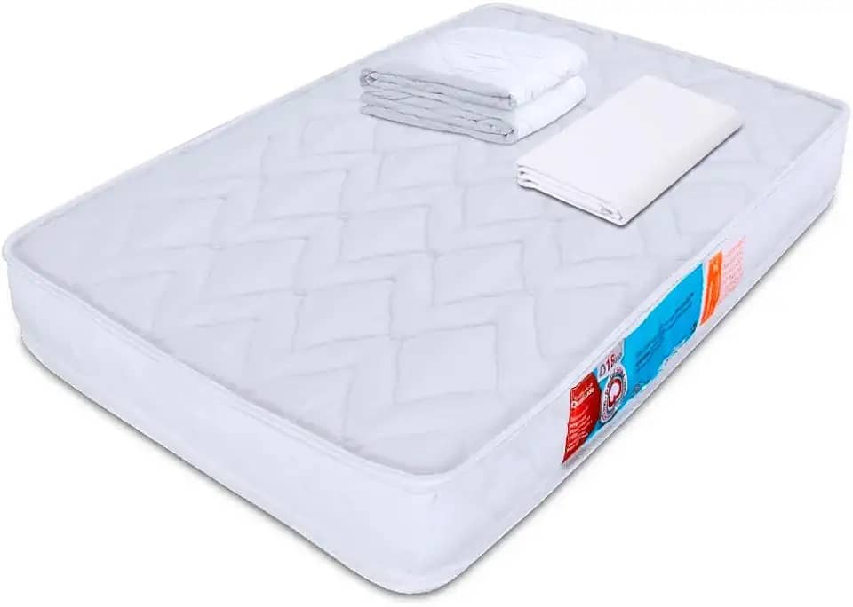 Kit Colchão Chiqueirinho Cercadinho Mini Berço + Lençol Avulso Com Elástico 180 Fios + Protetor Capa Impermeável 100x70x10cm - BF Colchões