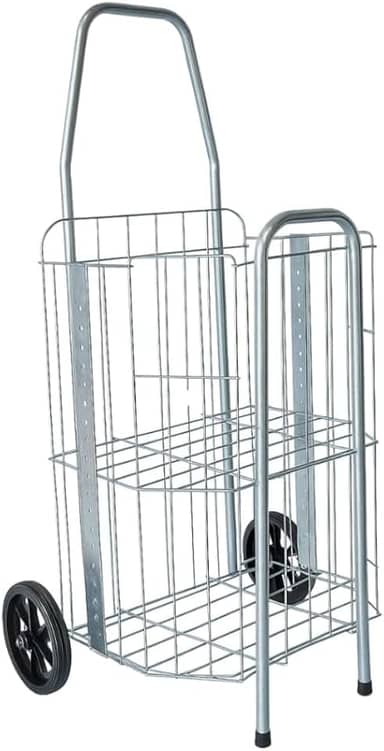 Carrinho De Feira Dobrável 2 Partes Reforçado 60kg Para Compras De Feira E Supermercado Dourado E Prata Compacto Ágil(Prata)