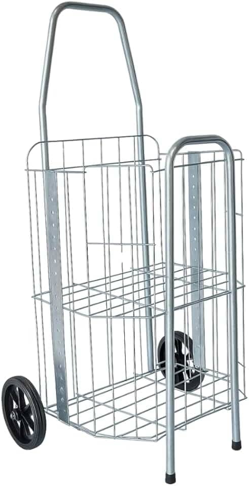 Carrinho De Feira Dobrável 2 Partes Reforçado 60kg Para Compras De Feira E Supermercado Dourado E Prata Compacto Ágil(Prata)