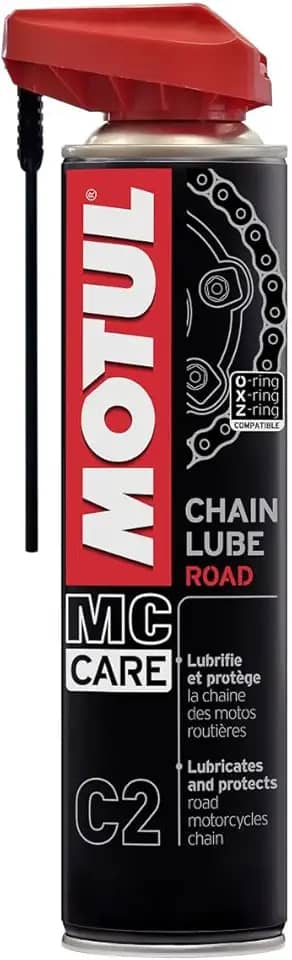Motul - Lubrificante C2 Chain Lube Road (400ml) | Fórmula incolor e altamente aderente para correntes de motos de estrada e uso urbano | Resistente à água