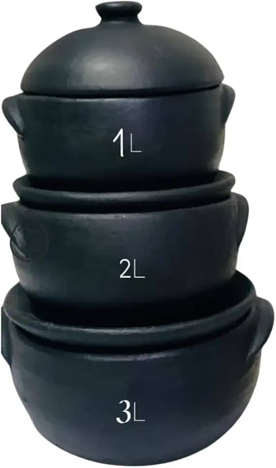 Conjunto 3 Panelas de Barro Curada Para Moqueca Galjnhada Feijoada Comida Caseira 1l, 2l e 3l Não Solta Resíduos