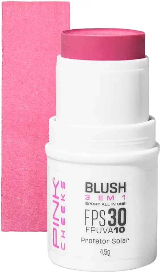 Blush em Bastão 3 em 1 Pink Cheeks 4,5g - Resistente Água Esporte Beleza Solar Maquiagem Sombra Radicais Livres Textura Pele, Pink Cheeks (Pink Berry)