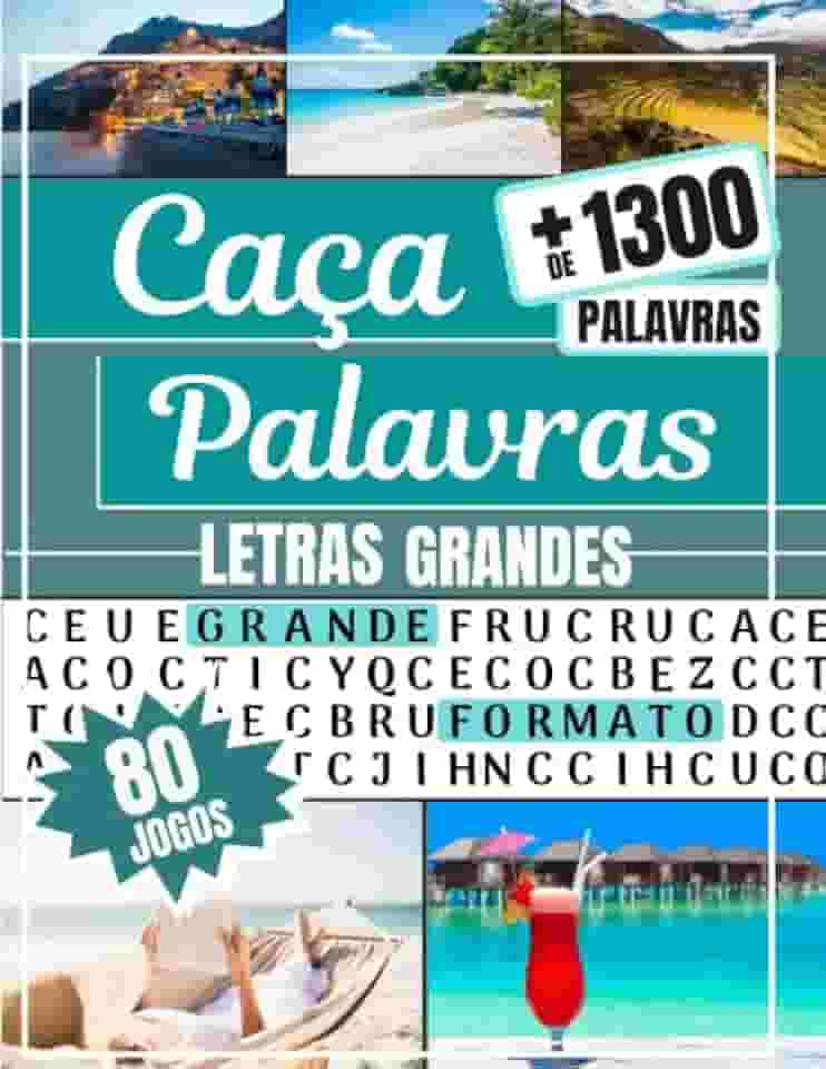 Caça Palavras: Portuguese Puzzle Game – Letras Grandes | Livro com 80 Jogos & + de 1300 palavras | Grande Formato 21 x 29,7 cm | Passatempo - Presente para Tempos livres, Ferias e Viagens