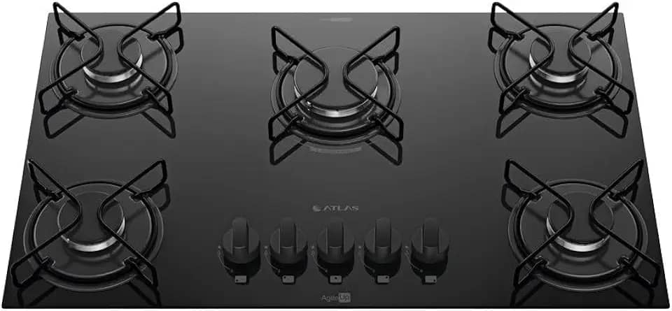 Atlas - Cooktop Atlas 5 Bocas Ágile Up Mesa de Vidro