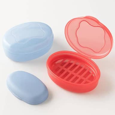 Kit com 2 Saboneteiras para Viagem Portátil – Com Tampa e Grade Interna Drenante – Cores Sortidas – Ideal para Sabonete em Barra – Leve, Higiênica e Reutilizável