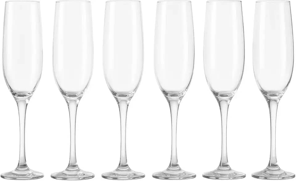 Taças de Champanhe em Vidro Luxo 190ml – Jogo com 6 Unidades | Design Elegante, Ideal para Brindes, Casamentos e Festas