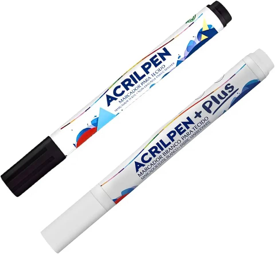 Caneta Para Tecido Acrilpen Acrilex - Kit Branco E Preto Branco E Preto