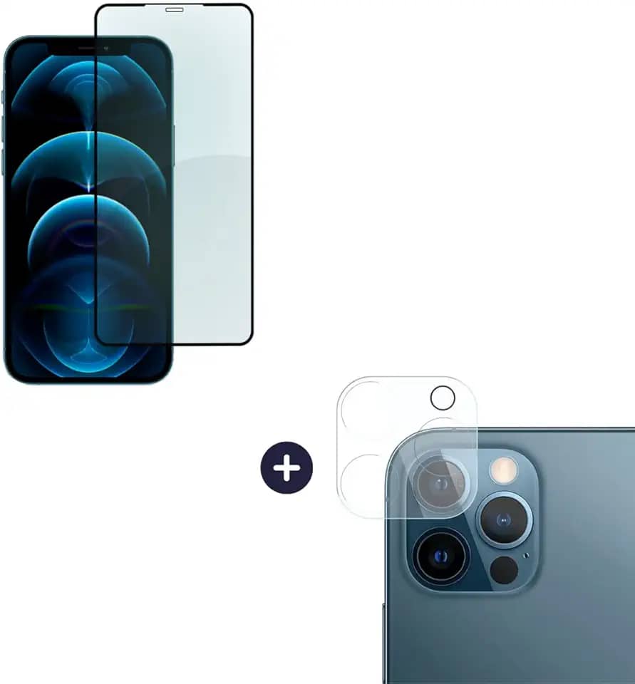 Película De Vidro 3D Tela Toda Para iPhone + Película Lente de Câmera (iPhone 12 Pro Max)