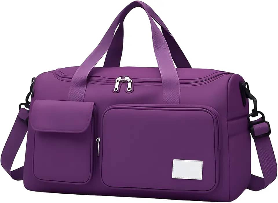 Mala de Mao Compacta de Viagem Feminina Funcional com Alca Transversal Bolsa de Viagem em Nylon Resistente com Bolso para Sapatos Ajustavel Leve e Versatil Ideal e Uso Diario (Roxo)