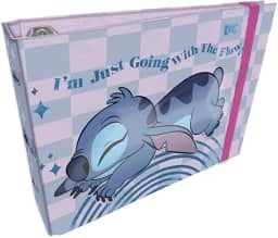 Mini Fichário Horizontal com 80 folhas decoradas Stitch - Fechamento em Elástico - 4078