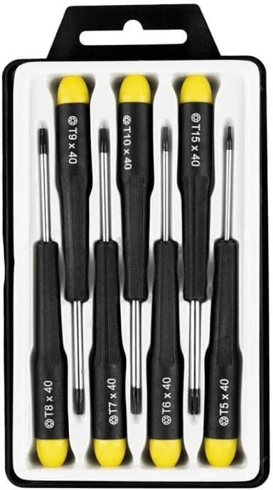 Eda 8NI Chaves Torx de Precisão, 7 Peças, Aço Cromo Vanádio, Preto