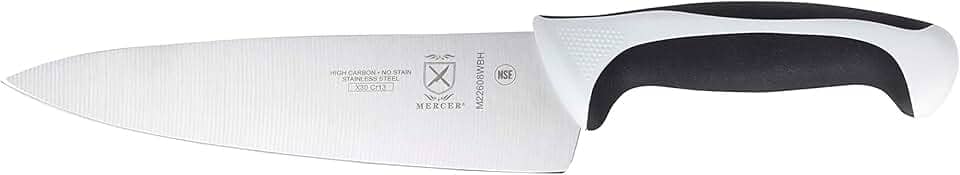 Mercer Culinary Faca de chef Millennia Color Handle de 20 cm branca