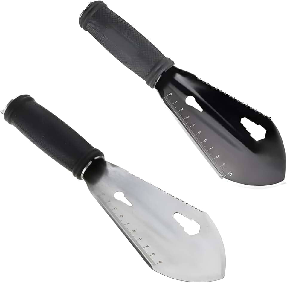 Pá Multifuncional de Aço Inox, Kit com 2 Peças para Camping e Jardinagem