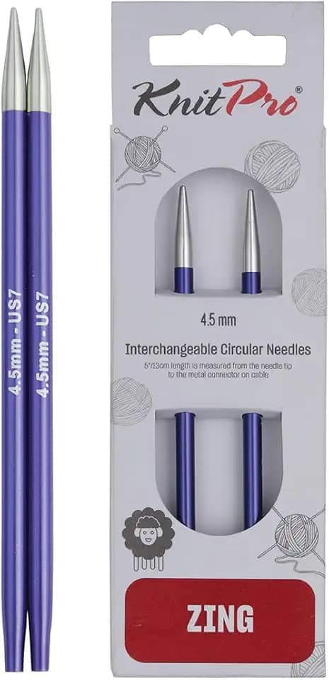Par de Agulhas de Tricô Intercambiáveis 4.50mm - Zing Especial - 47524 - Knitpro