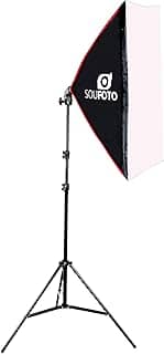 SOU FOTO Kit de Iluminação Softbox 50x70cm com Soquete E-27 Embutido para Estúdio de Video ou Fotografia Profissional | 1x Softbox 50x70cm e 1x Tripé de 2 metros | Modelo Uno
