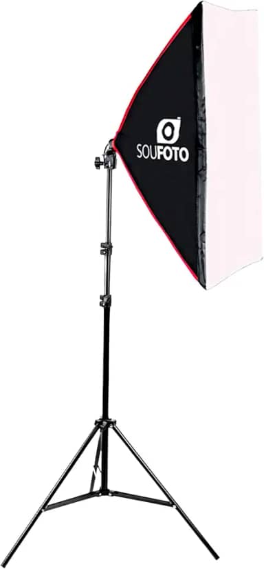 SOU FOTO Kit de Iluminação Softbox 50x70cm com Soquete E-27 Embutido para Estúdio de Video ou Fotografia Profissional | 1x Softbox 50x70cm e 1x Tripé de 2 metros | Modelo Uno