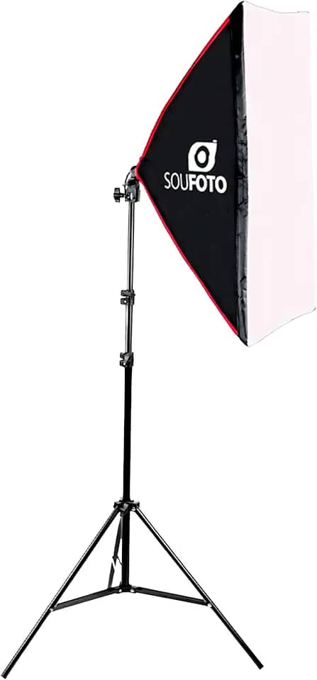 SOU FOTO Kit de Iluminação Softbox 50x70cm com Soquete E-27 Embutido para Estúdio de Video ou Fotografia Profissional | 1x Softbox 50x70cm e 1x Tripé de 2 metros | Modelo Uno
