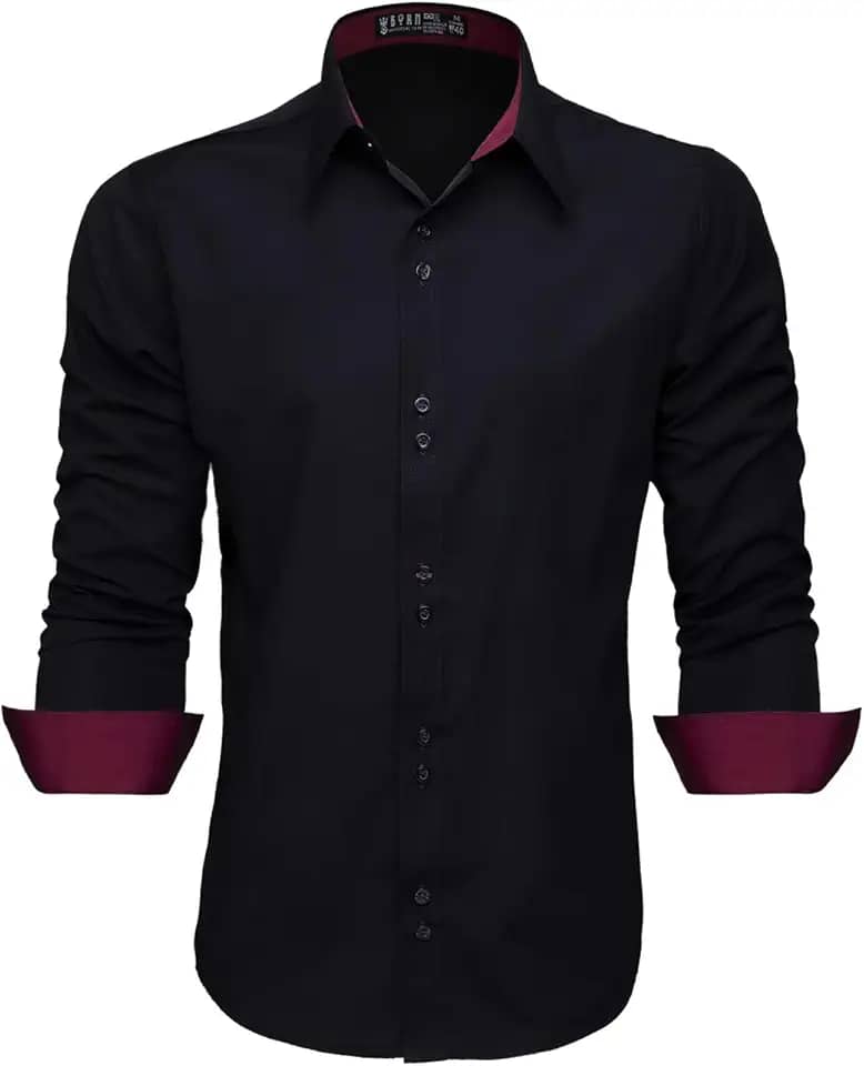 Camisa Social Masculina Manga Longa Slim Fácil Passar (P, Preto C7)