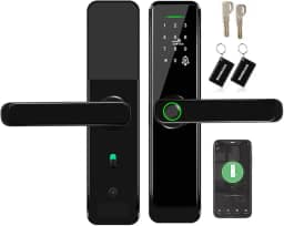 LucZeng Fechadura Digital Biométrica, 5 em 1 Inteligente Fechadura Eletronica com Tuya Wi-Fi, Touch Screen Fechadura Digital - Abertura via Biometria, Senha Numérica, cartão IC, chave e APP