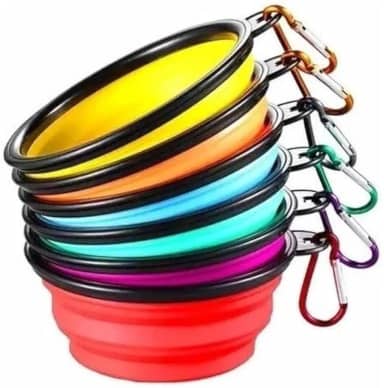 KIT 2 Bebedouro Comedouro Retrátil Silicone Dobrável 350ml para Cachorro e Gato