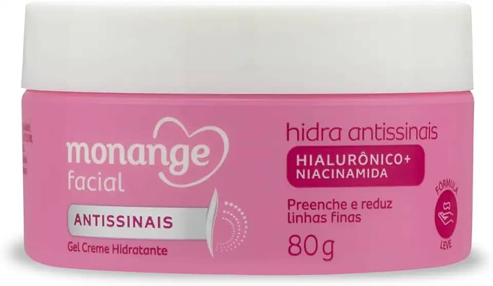 Monange Hidratante Facial Hidra Antissinais com Ácido Hialurônico e Niacinamida 80g