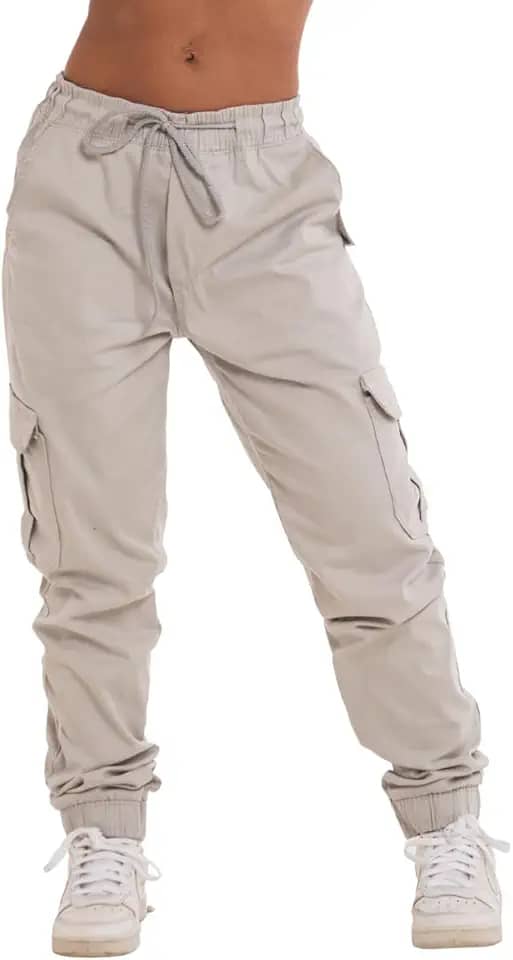 Calça Feminina Cargo Jogger Bolso Com Elástico