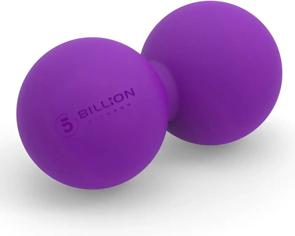 5BILLION Bola de massagem de amendoim – Bola de massagem dupla de lacrosse e bola de mobilidade para fisioterapia – Ferramenta de massagem profunda de tecidos para liberação miofascial, relaxamento muscular, massagem acusonal (roxo)