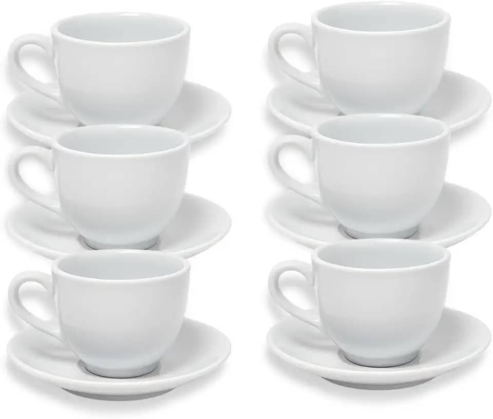 6 Xícara Cafe Oxford Porcelana Empilhável Casa Hotel 90ml