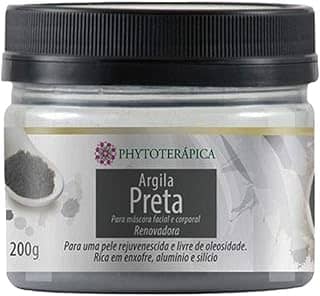 PHYTOTERAPICA - Argila Preta - Aromaterapia - Máscara facial e corporal - Para pele rejuvenescida e livre de oleosidade - Auxilia no clareamento de manchas e diminui rugas e linhas de expressão - 200g