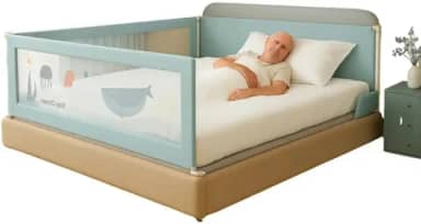 Grade Para Camas com Tela e Proteção Contra Quedas Serve Para Infantil Idosos Bebe Crianças Sono Seguro Tranquilo Escolha seu Tamanho e Desenho Azul/Cinza - Lojas Tahara (180cm, Modelo D)