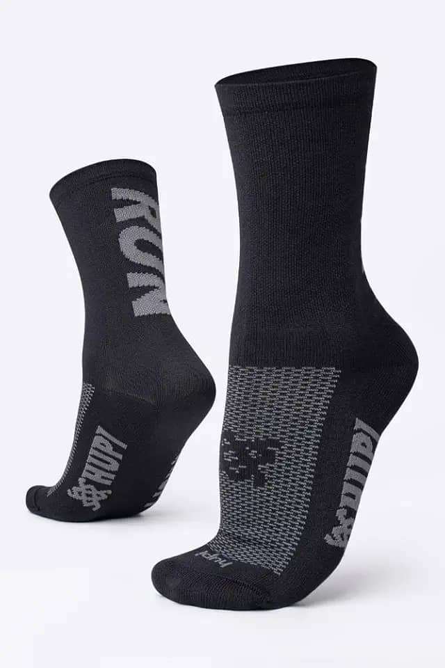 Meia para Corrida HUPI RUN Preto/Cinza 1 Par Cano Médio, Cor: Preto/Cinza, Tamanho 36-42