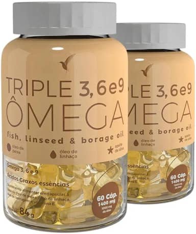 2 Triple Ômega 3, 6 e 9 Suplemento Alimentar 120 Cápsulas Eleve Life