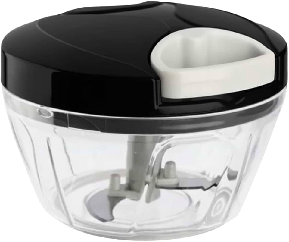 Mini Processador Manual de Alimentos 500ml com 3 Lâminas Aço Inoxidável – Tritura, Pica e Mistura Legumes, Verduras, Frutas, Cebola, Alho e Ervas – Compacto, Prático e Fácil de Limpa