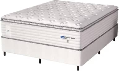 Cama Box Casal King Colchão Molas Guarda Costas Max Com Pillow Probel 193x203x78cm Branco/Cinza