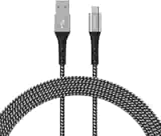 Geonav Cabo USB-A para micro USB, 1.2 metros, nylon trançado, resiste até 10 mil dobras, tranferência de dados até 480 Mbps, ESMIBK, preto