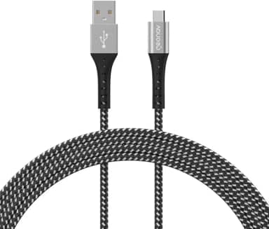Geonav Cabo USB-A para micro USB, 1.2 metros, nylon trançado, resiste até 10 mil dobras, tranferência de dados até 480 Mbps, ESMIBK, preto