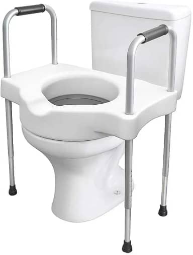 Assento Sanitario Elevado Com Barras Laterais Ajustaveis Suporte Para Idosos E Necessidades Especiais