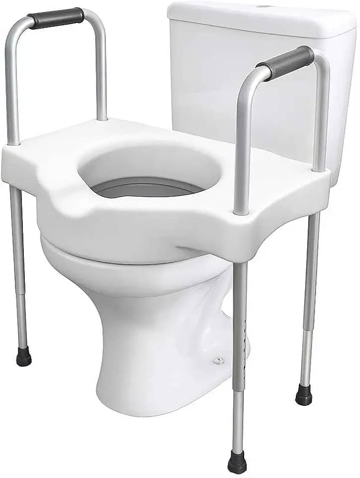 Assento Sanitario Elevado Com Barras Laterais Ajustaveis Suporte Para Idosos E Necessidades Especiais