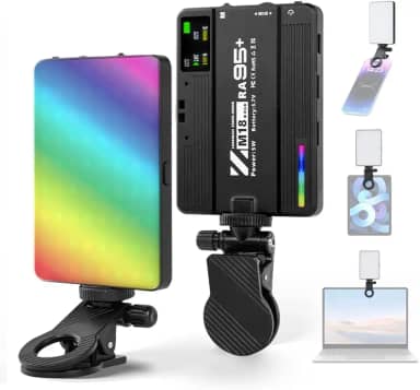 Luz de Vídeo RGB Bolso Preenchimento LED para Fotografia 2500K-9000K Regulável 22 Efeitos Cena Conferência Computador Tablet Telefone Câmera DSLR Bateria Integrada com Suporte